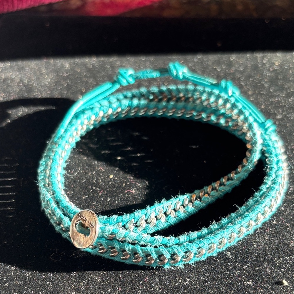 Chan Luu Aqua and Silver Braided Bracelet